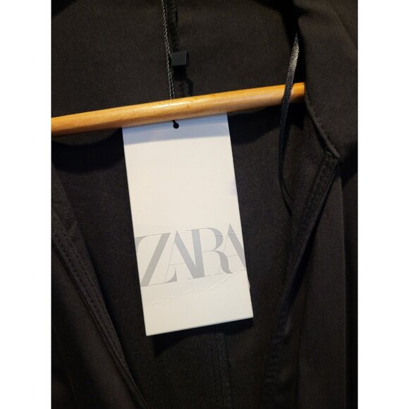 New Zara Black Short Sleeve Pleated Wrap Dress XS Dark Academia  Fairygrunge - Picture 6 of 9